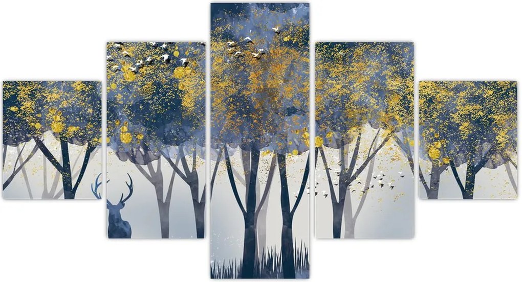 Obraz jelenia w lesie (125x70 cm)