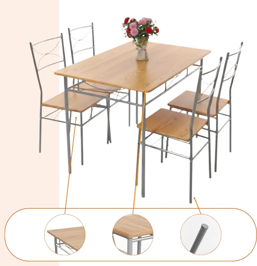 Casaria Zestaw jadalniany PAUL, 5 części, naturalny brąz