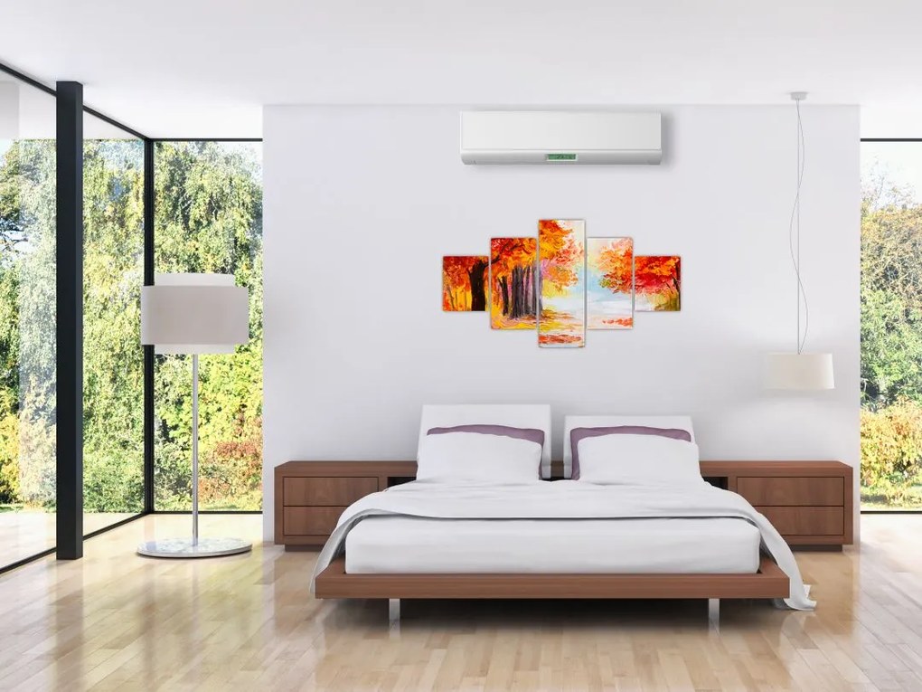 Obraz - Obraz olejny, kolorowa jesień (125x70 cm)
