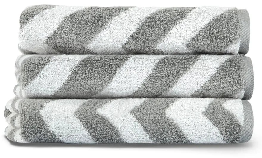 Biało-szary bawełniany ręcznik 33x33 cm Chevron – Foutastic