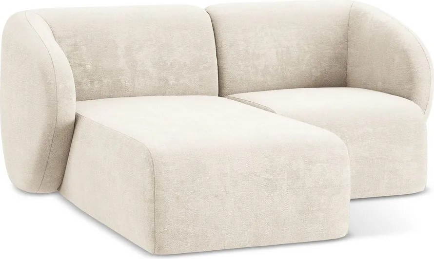 Beżowy narożnik z tkaniny szenilowej (lewostronny/z szezlongiem) Lani – Makamii