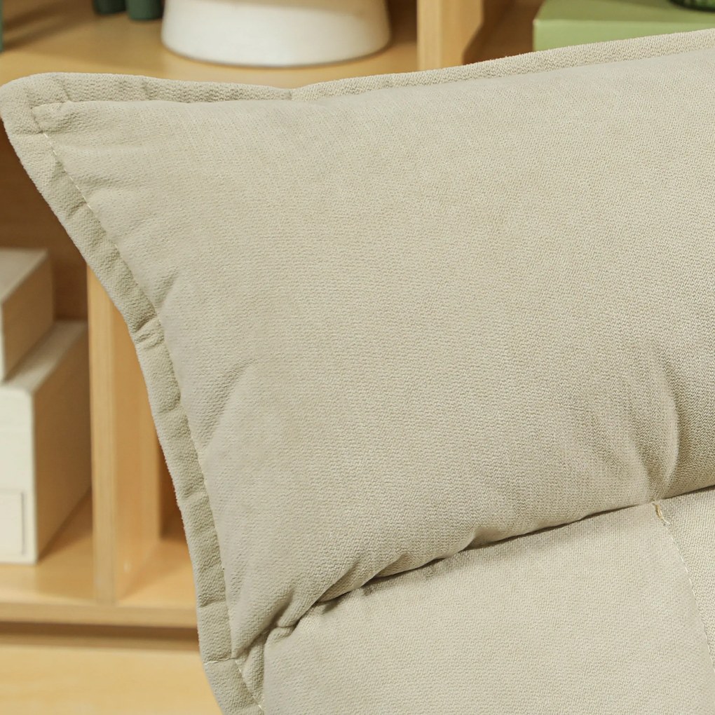 HOMCOM Obrotowy Krzesło Podłogowy z 5-pozycyjnym Regulowanym Oparciem, Nowoczesny Fotel Tapicerowany, Beżowy