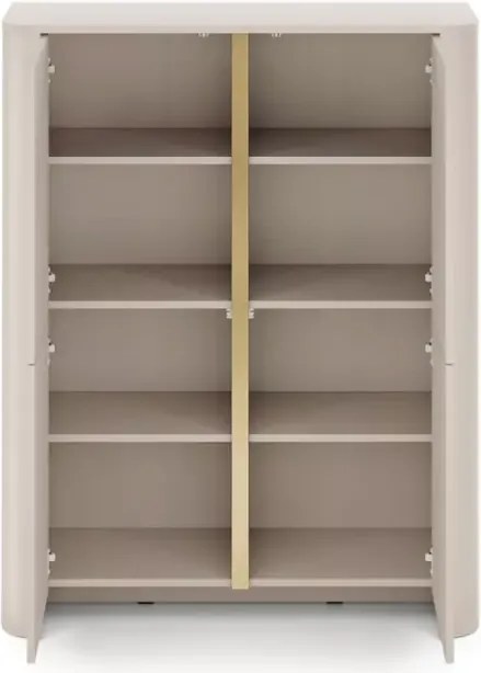 Komoda Solvero 3-drzwiowa kaszmir / dąb vicenza – minimalistyczna, push to open