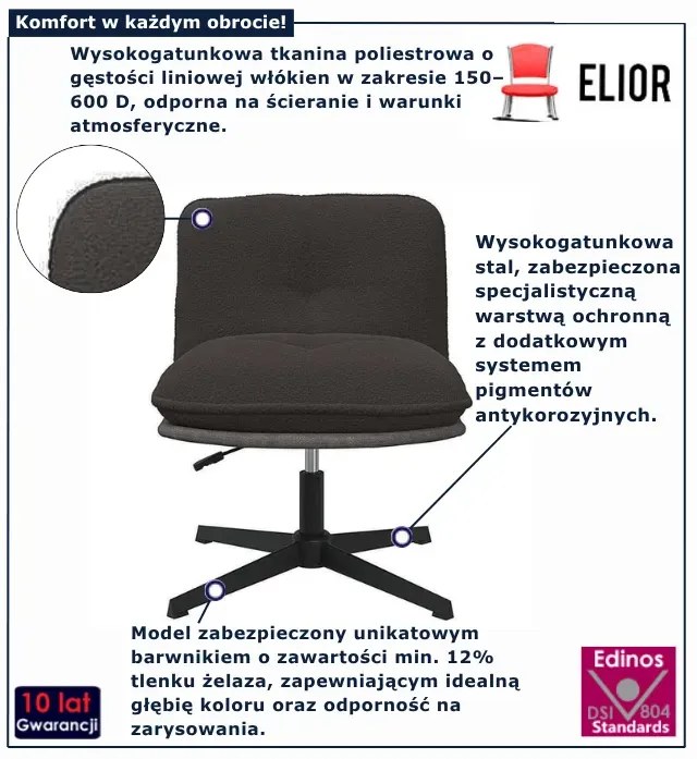 Czarny minimalistyczny fotel obrotowy D4-E44