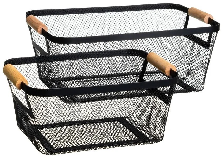 Metalowe koszyki druciane zestaw 2 szt. 33x21x14 cm – Casa Selección