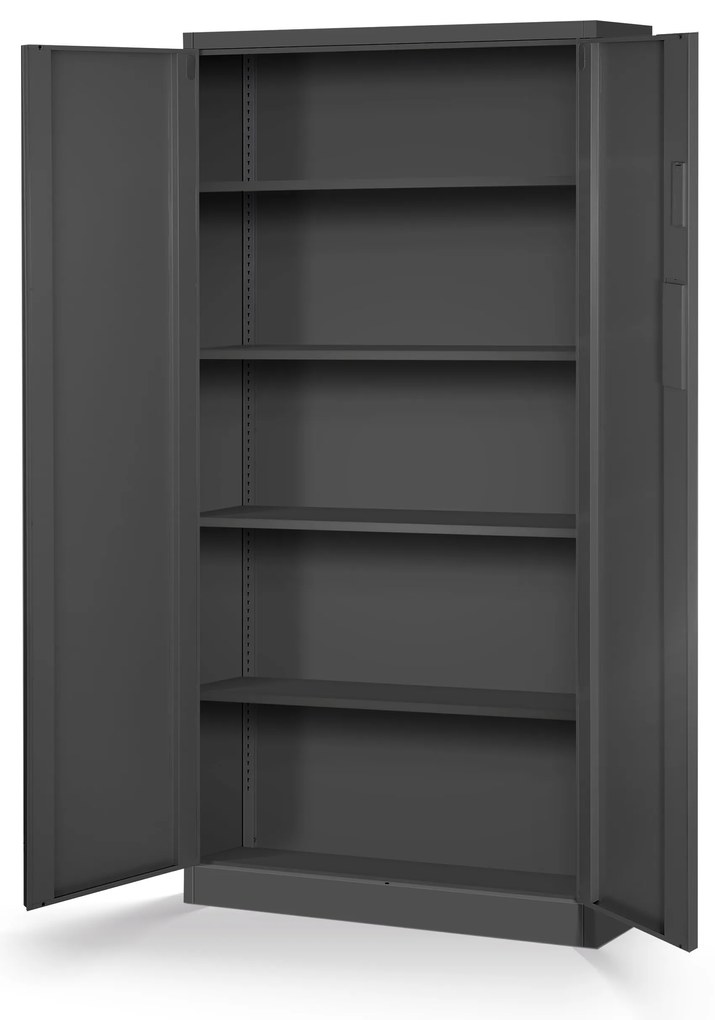 Biurowa szafa metalowa na akta DANIEL, 900 x 1850 x 400 mm, antracytowa