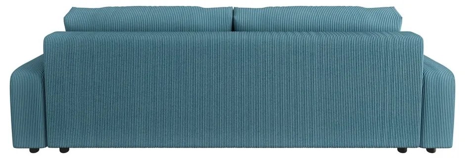Turkusowa sztruksowa rozkładana sofa ze schowkiem 234 cm Sara – Ropez