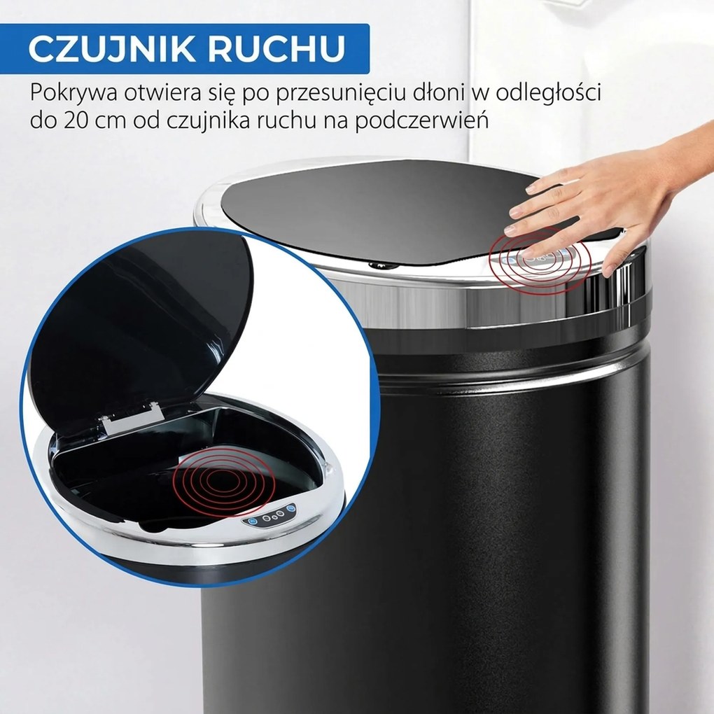 HOMCOM kosz na śmieci automatyczny 42L stal nierdzewna kosz do kuchni z sensorem podczerwieni odpady kuchenne | Aosom PL