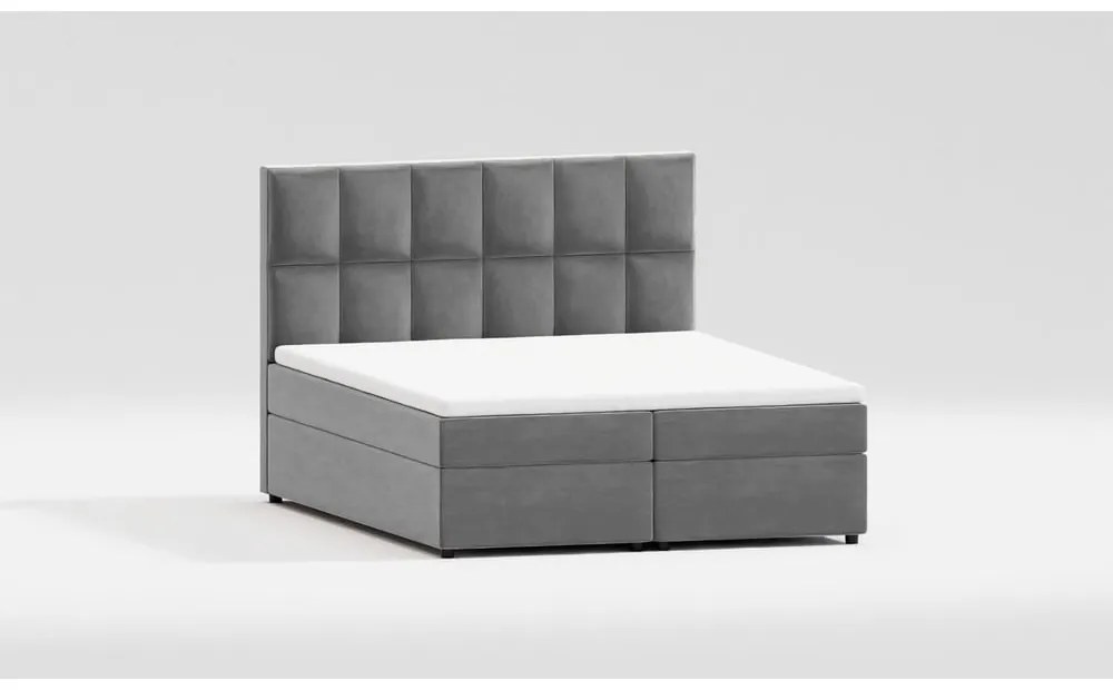 Szare łóżko boxspring ze schowkiem 200x200 cm Flip – Ropez