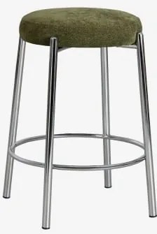 Zestaw 4 Wysokich, Tapicerowanych Stołków Na Metalowej Ramie Zantria ↑65 Cm & Szenil Sage Green - Sklum