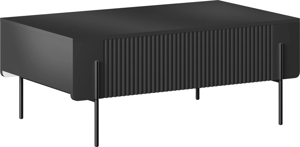 Stolik kawowy Malmi 100 cm z szufladami - czarny mat / czarne nóżki