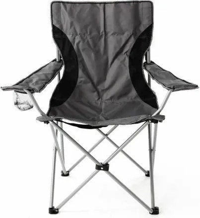 Krzesło turystyczne campingowe czarno-szare