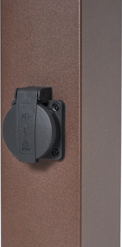 Lampa zewnętrzna rdzawobrązowa z przezroczystym szkłem 80 cm IP44 z gniazdem i czujnikiem ruchu - Malios