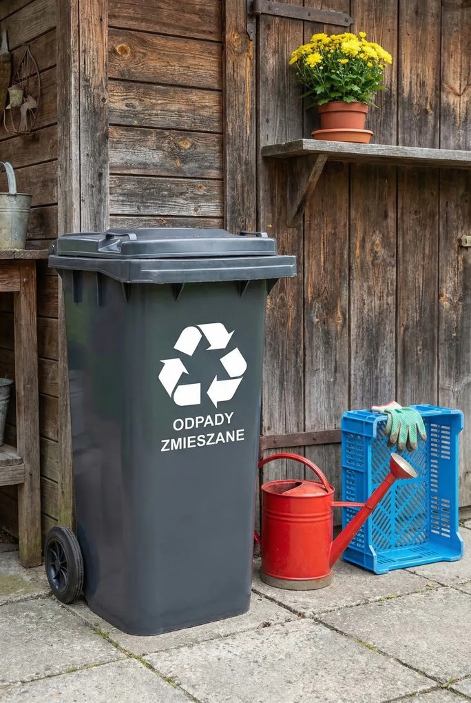 Czarny kosz na śmieci 120L R0-N98