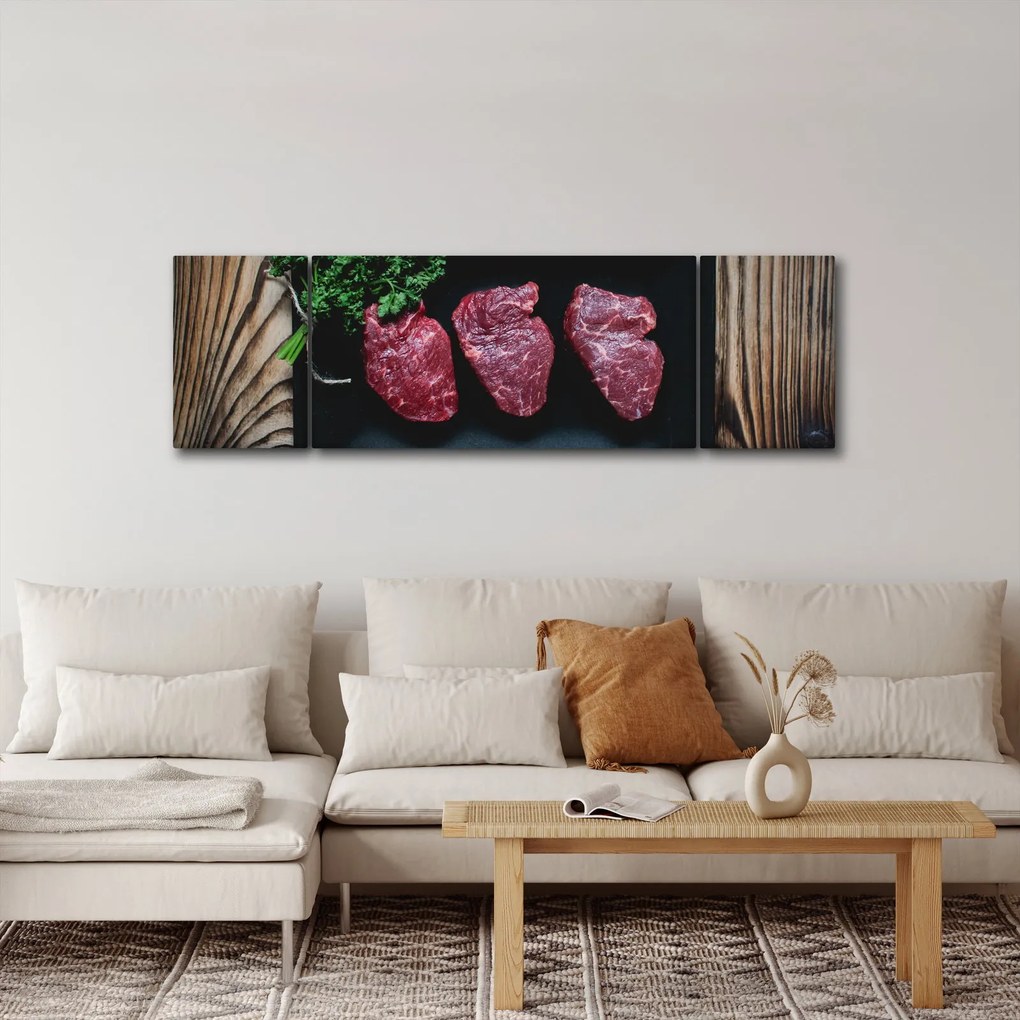 Obraz mięsa na talerzu (170x50 cm)