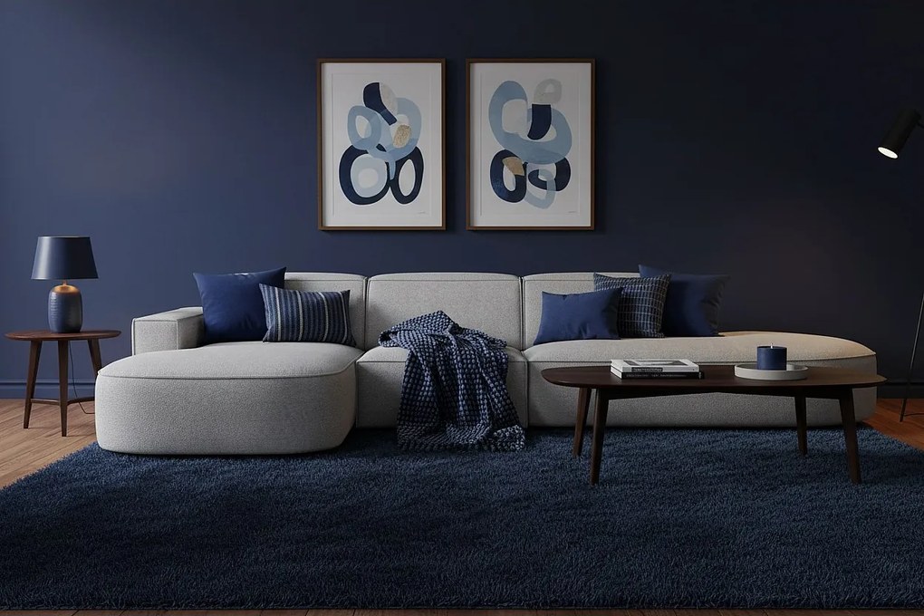 Narożnik modułowy CURSAL F lewostronny 364×166×70 cm  szary Raven 7 – zaokrąglone leżanki, wolnostojący