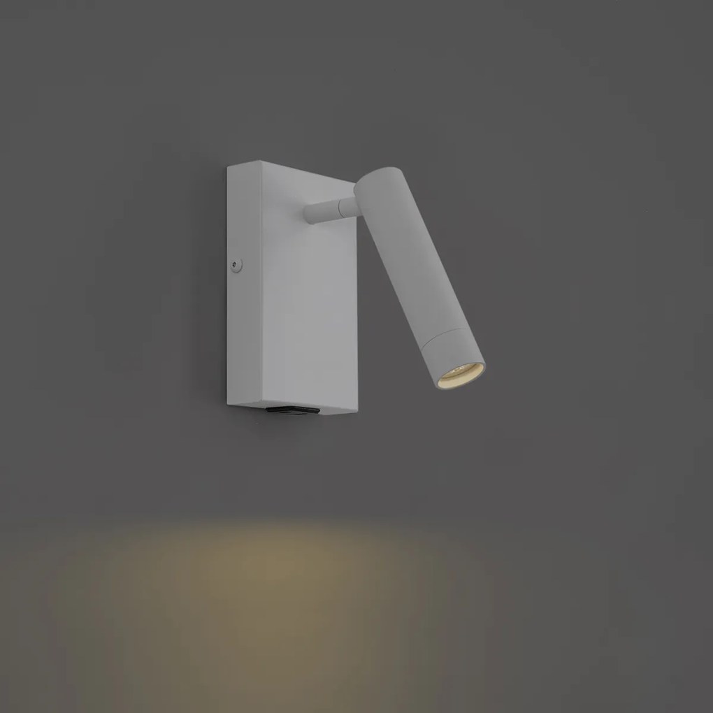 Nowoczesny kinkiet regulowany biały z USB-C - Croft