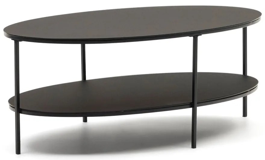 Czarny stolik ze szklanym blatem 65x110 cm Fideia – Kave Home