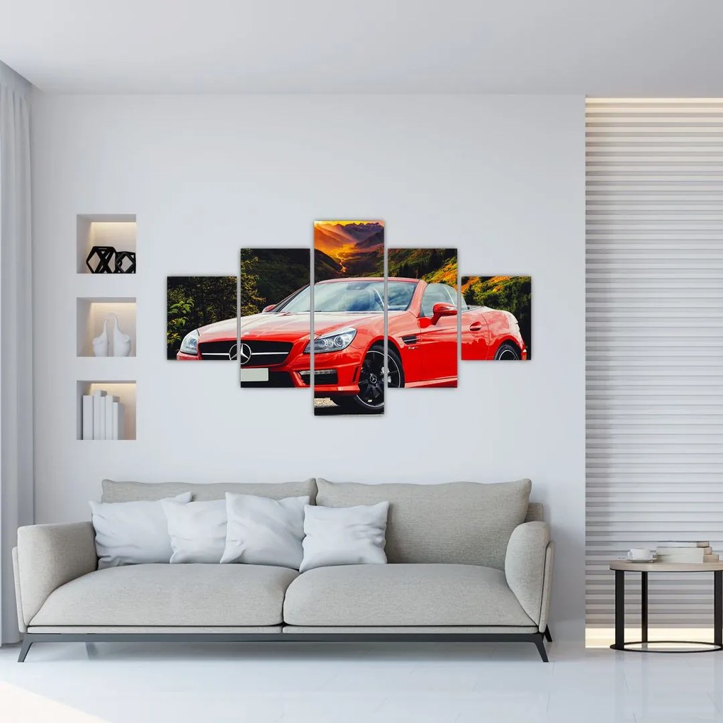 Obraz - czerwony Mercedes (125x70 cm)