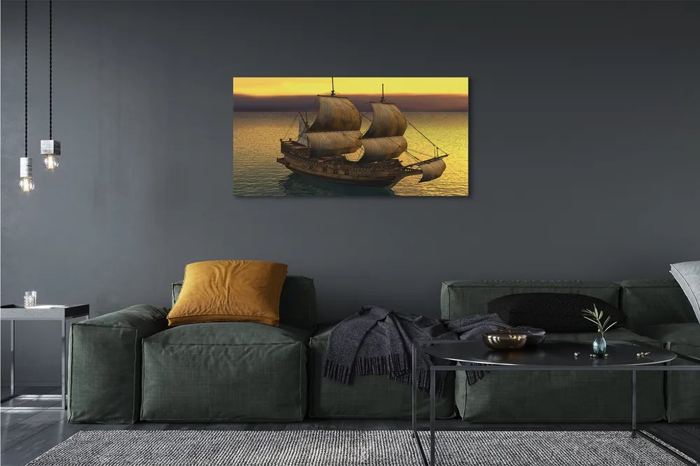Obraz canvas na ścianę Statek o Złotym Poranku