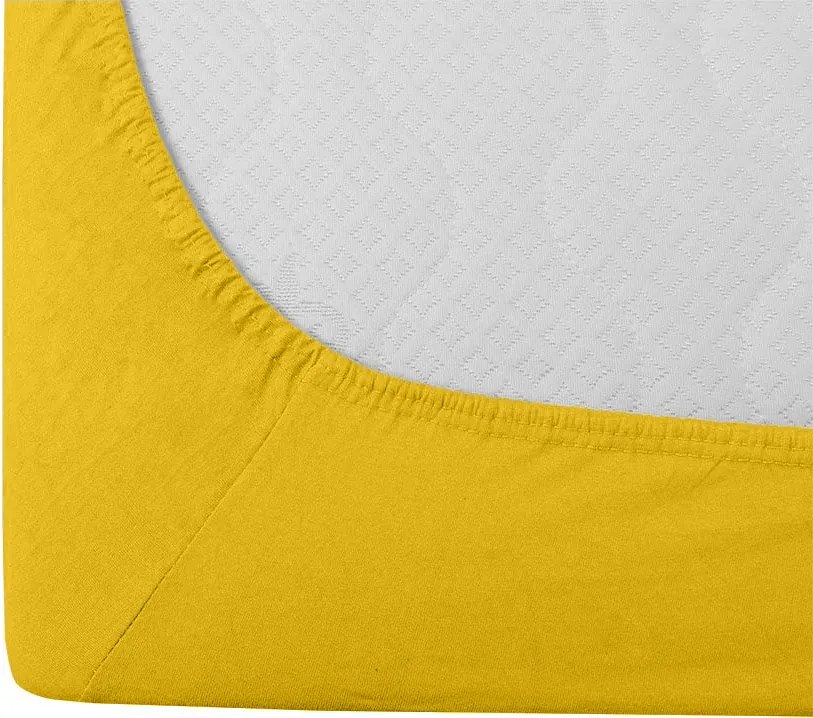 PrzytulneMieszkanie.pl Jersey prześcieradło EXCLUSIVE musztardowe 140 x 200 cm