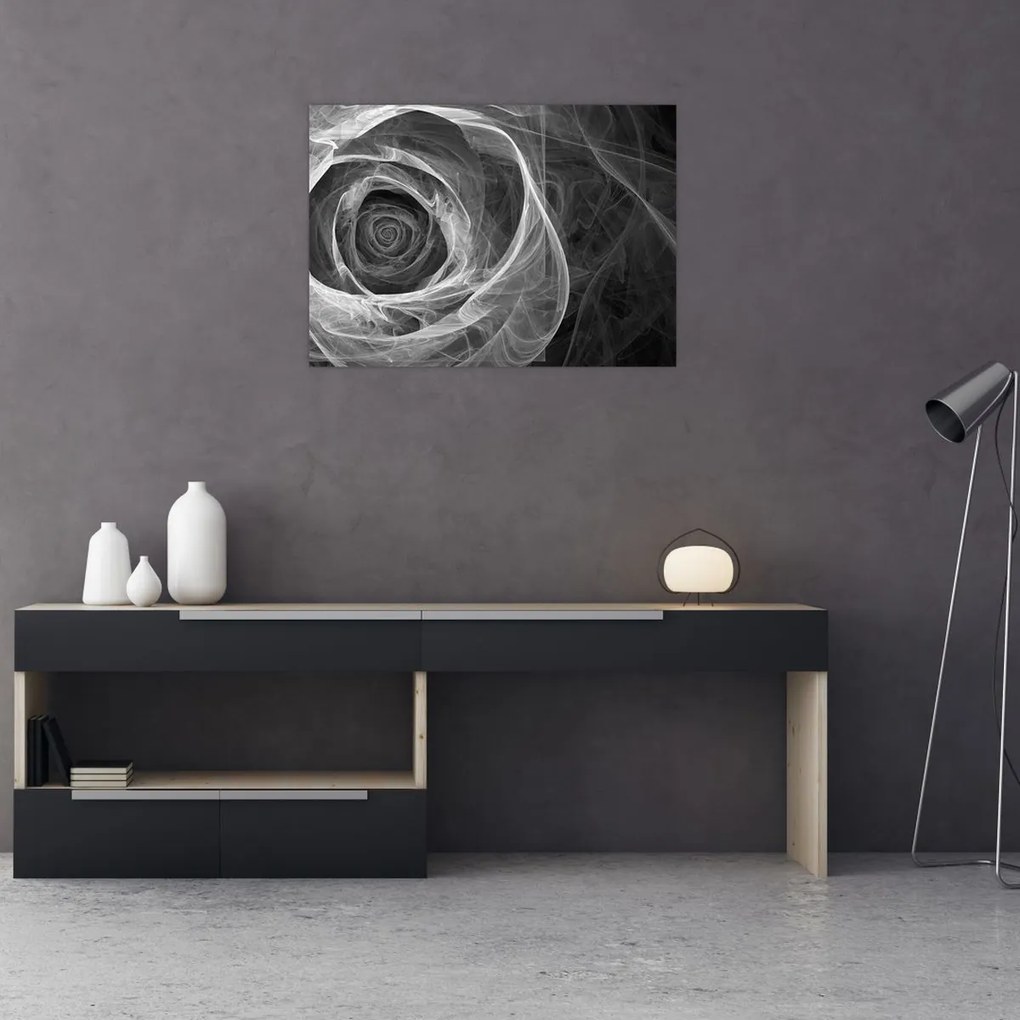 Obraz - Abstrakcyjna róża czarno-biała (70x50 cm)