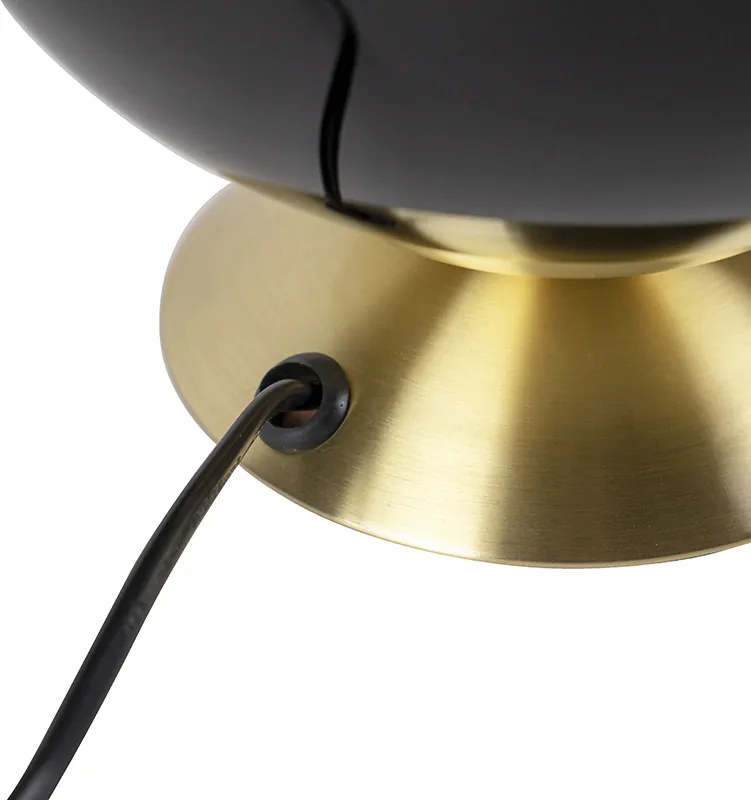 Lampa stołowa w stylu art deco mosiądz z czarnym szkłem - Pallon