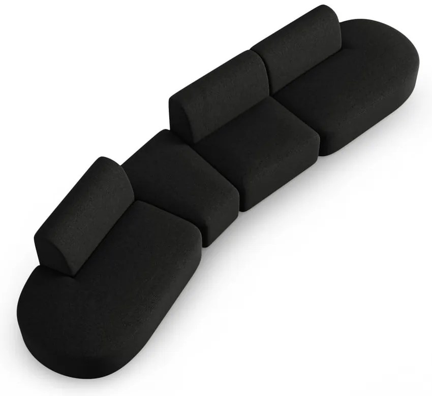 Czarna sofa z tkaniny szenilowej lewostronna 428 cm Paolo – Milo Casa