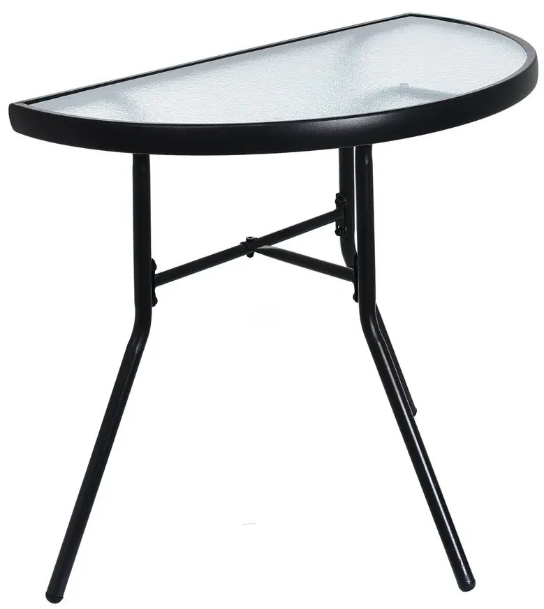 Szklany Półokrągły Stolik Balkonowy Dąb R4-N89