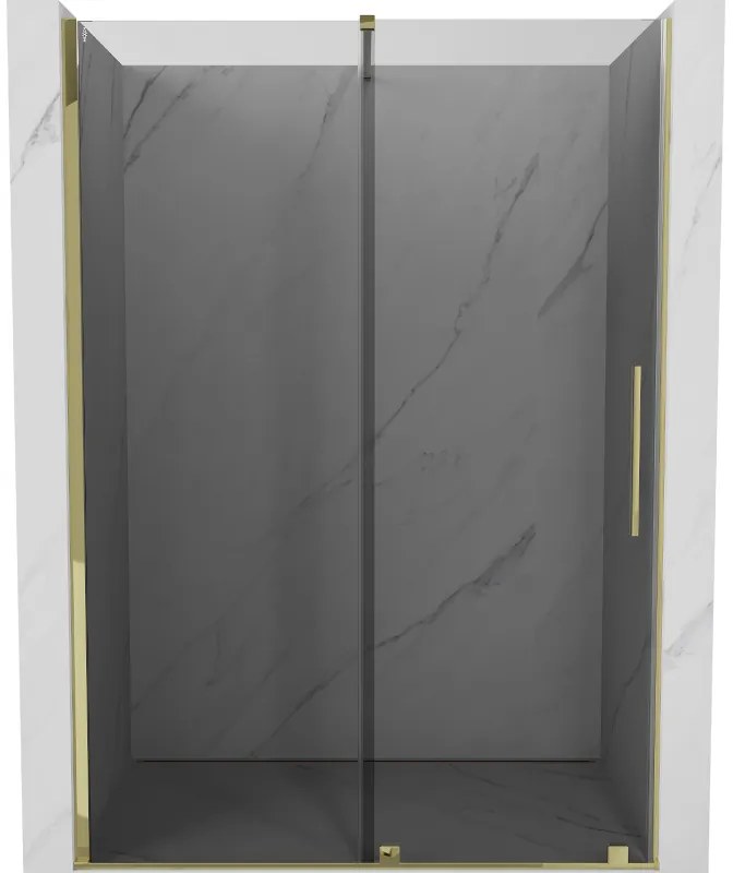 Mexen Velar drzwi prysznicowe rozsuwane 140 cm, grafit, złote - 871-140-000-41-50
