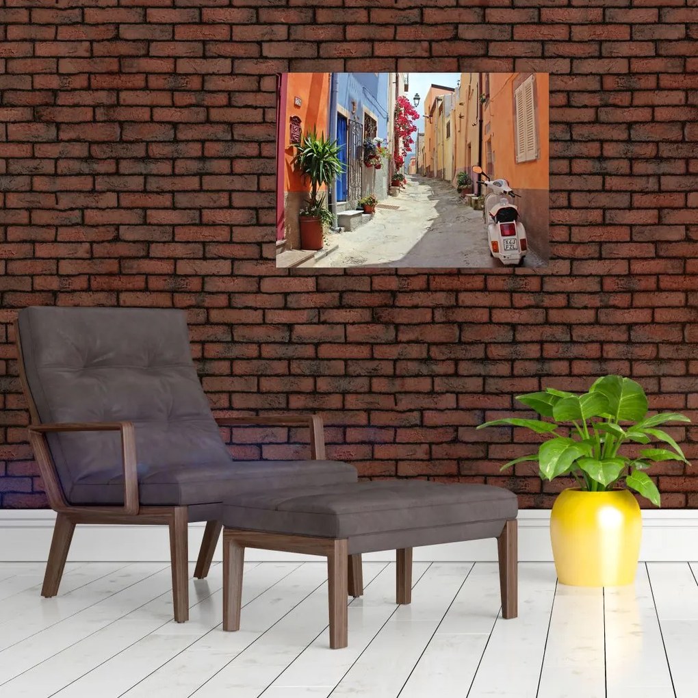 Obraz na szkle ulicy Sardynii (70x50 cm)