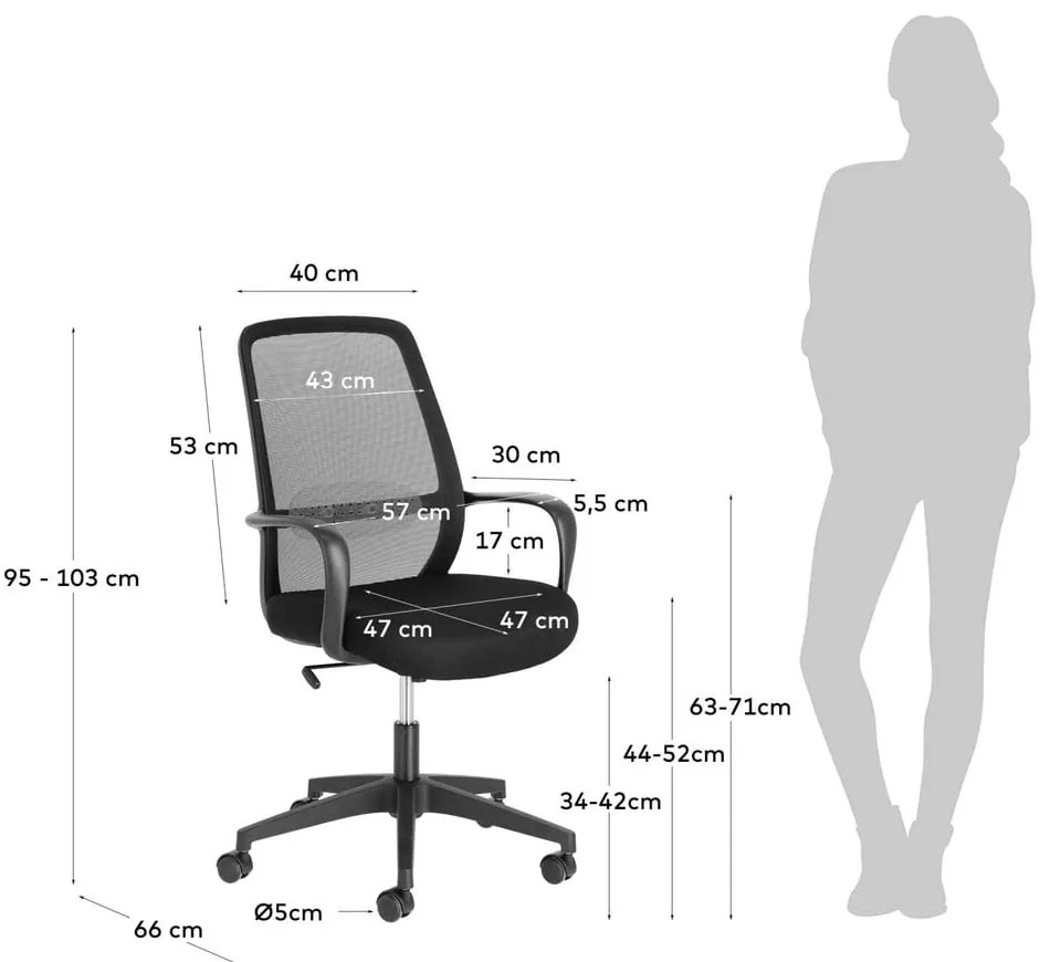 Czarne krzesło biurowe Melva – Kave Home