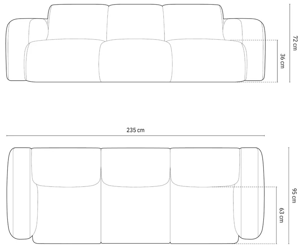 OUTLET Sofa 3-osobowa brąz boucle 235/95/72 Molino od Micadoni