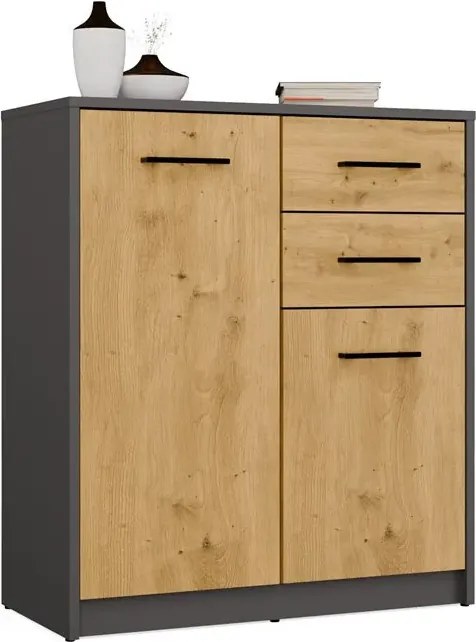 Nowoczesna komoda dąb artisan+antracyt R1-R72