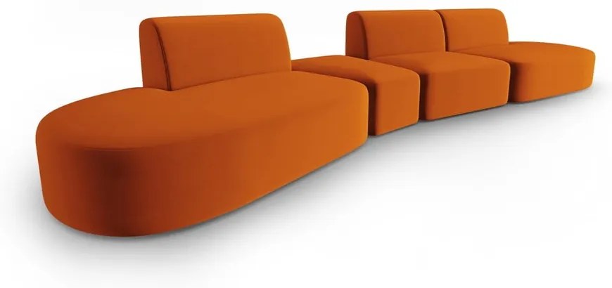 Aksamitna sofa lewostronna w kolorze terakoty 428 cm Paolo – Milo Casa