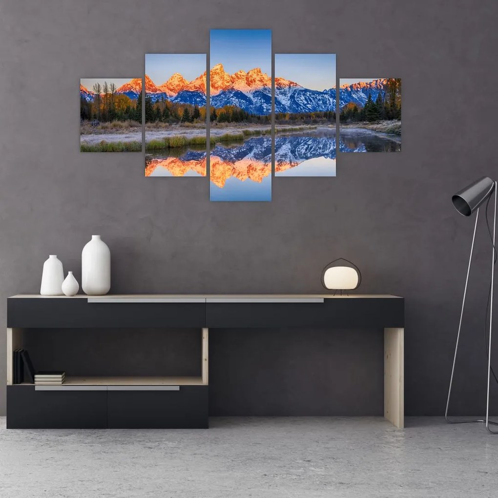 Obraz ośnieżonych szczytów górskich (125x70 cm)