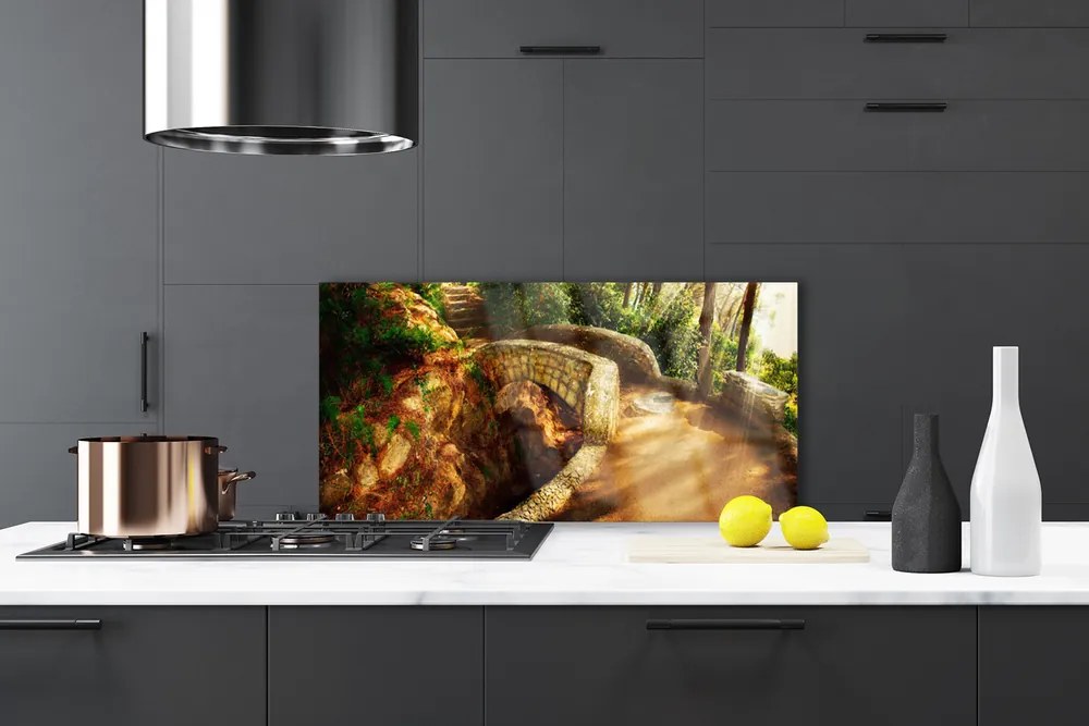 Panel Szklany Malowniczy Most Wśród Drzew