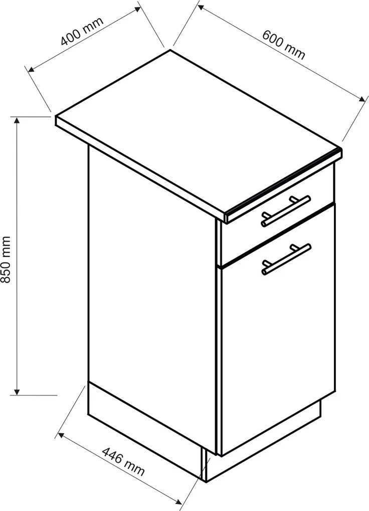 Mały zestaw mebli kuchennych grafit mat - Lanter 3X
