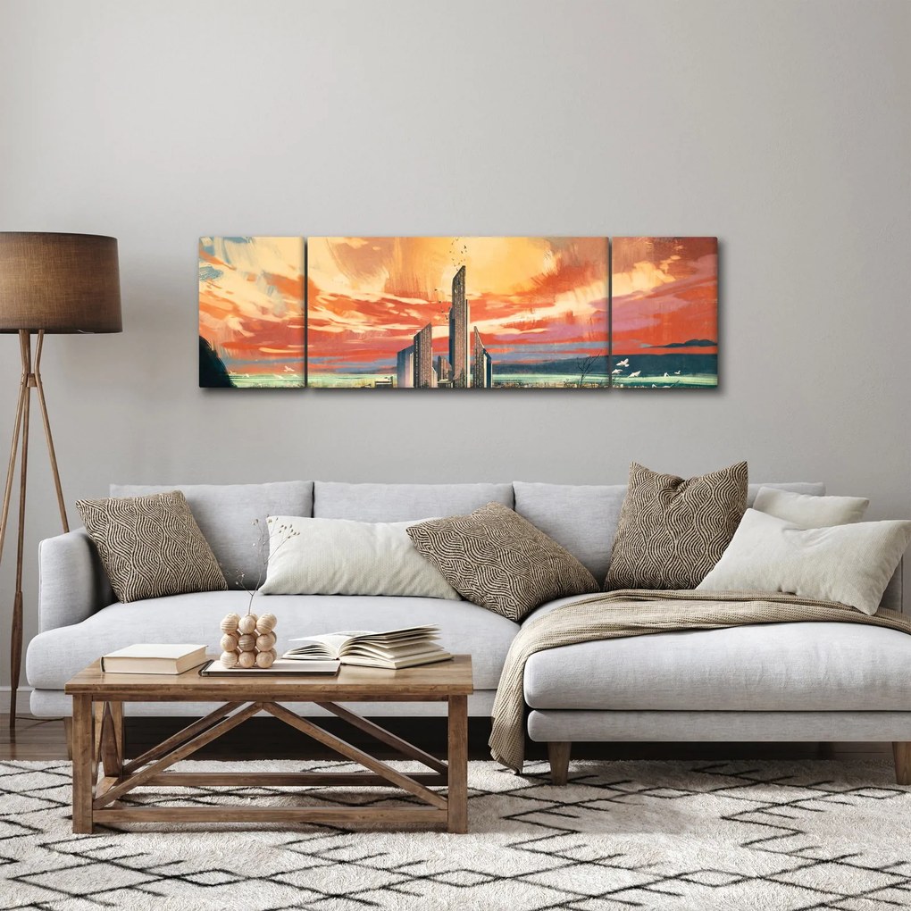 Obraz - Malowane miasto (170x50 cm)