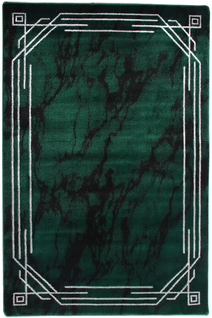 Dywan Diamond Butelkowa zieleń i srebro 080x150 Prostokąt
