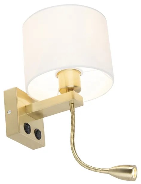 Lampa ścienna w stylu art deco złota z białym kloszem - Brescia ArtDeco Oswietlenie wewnetrzne
