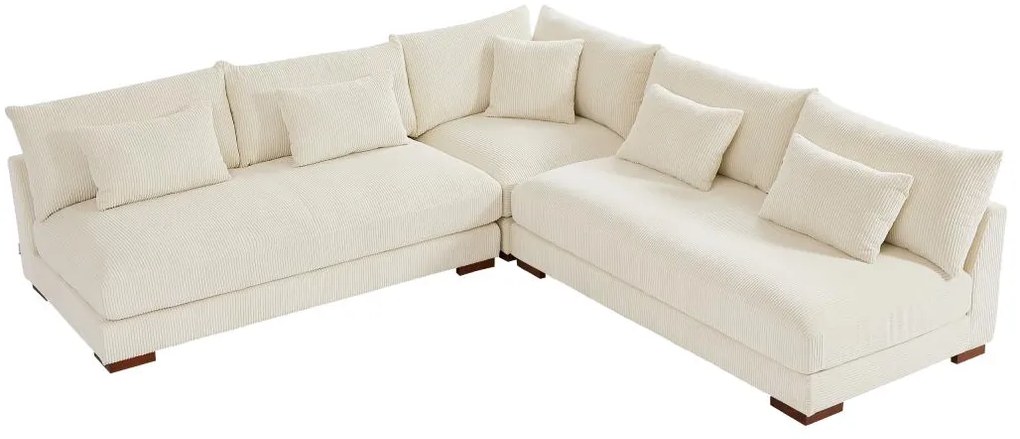 Kanapa narożna dwustronna z beżowego sztruksu - SPERONE marki Pascal Morabito