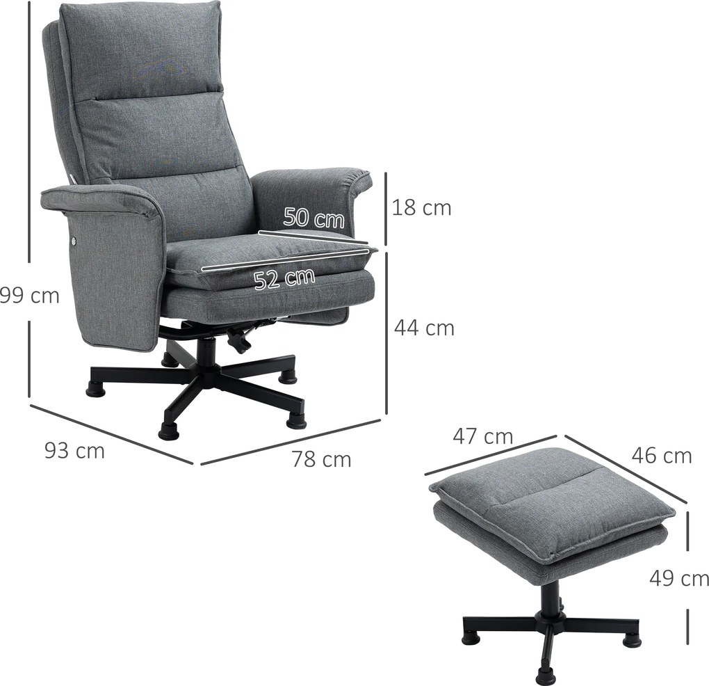 HOMCOM Fotel masujący z podnóżkiem Elektryczny w stylu lnu Idealny do oglądania TV Komfortowy i stylowy | Aosom PL