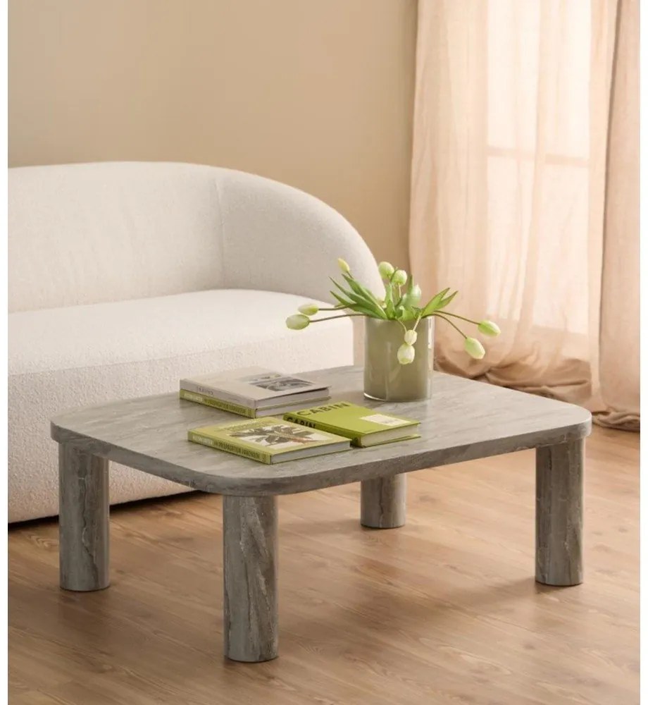 Jasnoszary stolik w dekorze marmuru 75x100 cm Solano – Actona