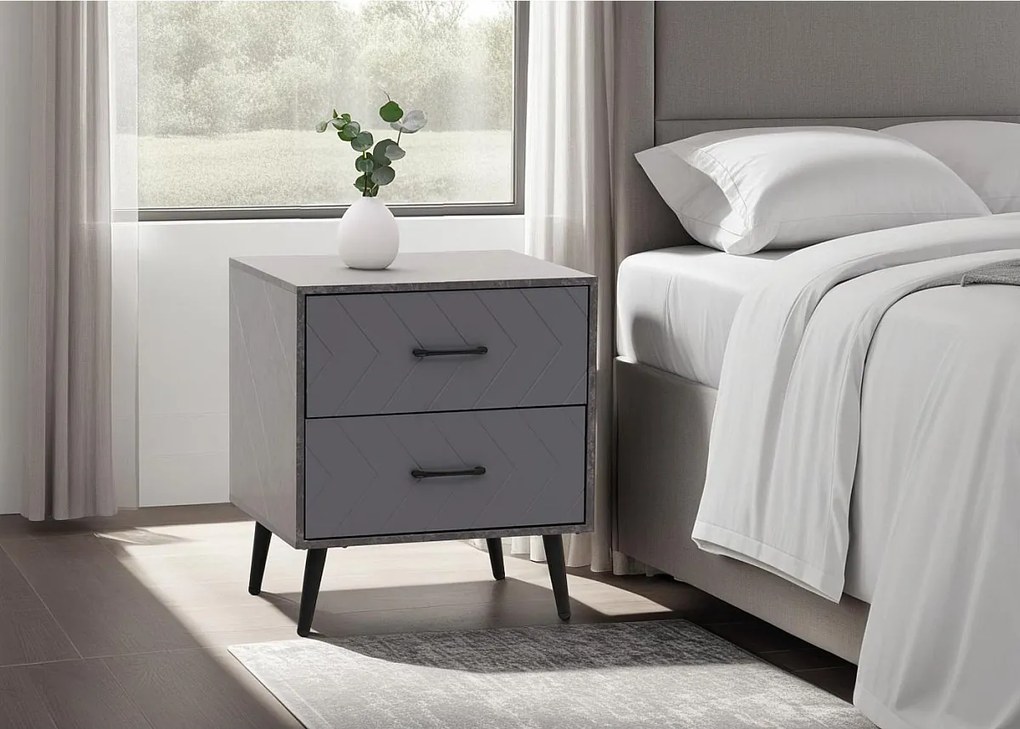 Stolik nocny MCW-N89,  marmurowy wygląd, szary