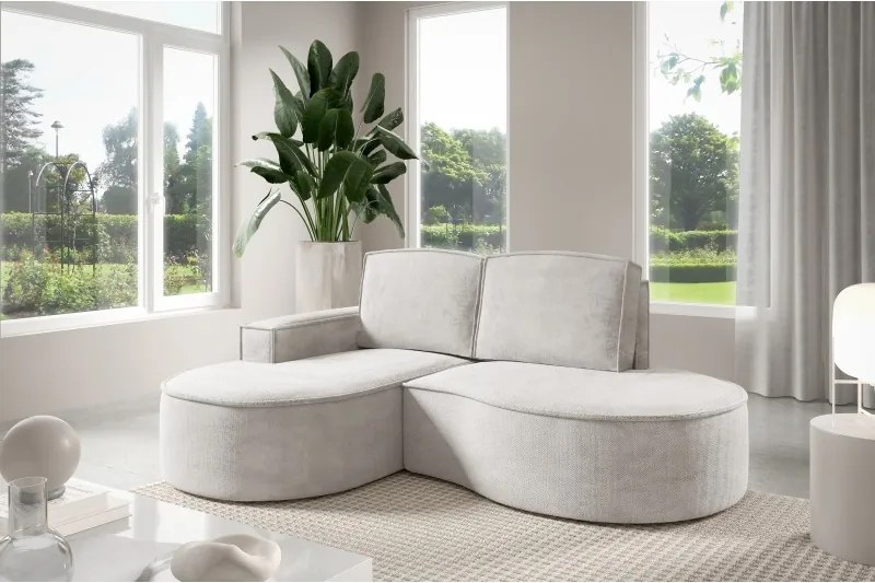 Narożnik MOLLY Lewostronny bez funkcji spania, wolnostojący tkanina CURIO 02 Biały