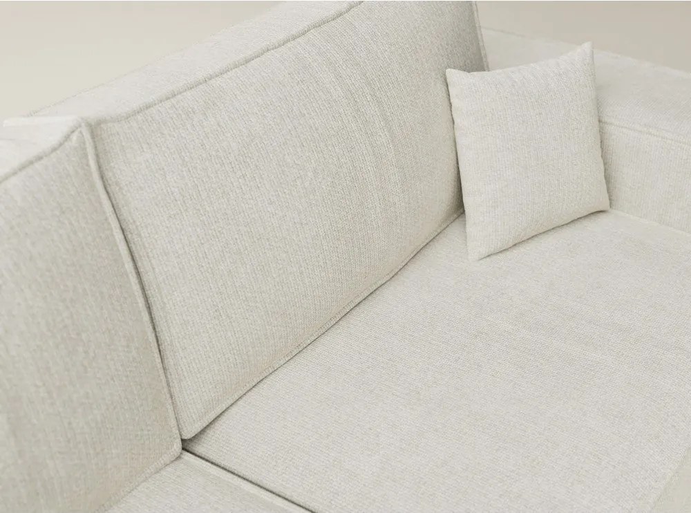 Kremowy rozkładany narożnik ze schowkiem z tkaniny szenilowej (lewostronny/w kształcie litery L) Tonga – Maison de Rêve