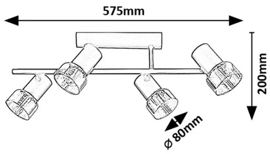 Rabalux 73054 sufitowe oświetlenie punktowe Hatice, 4x E14 max. 15W, IP20