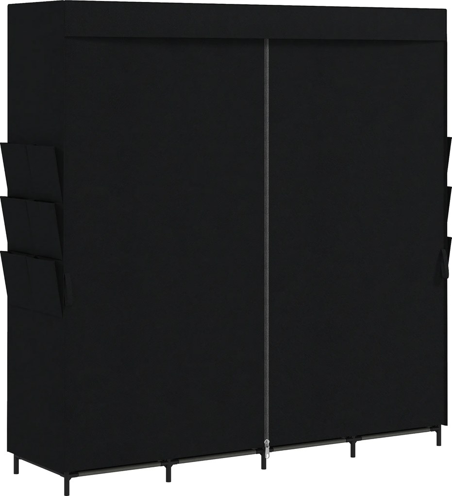 HOMCOM Szafa tekstylna, zabezpieczenie przed kurzem, przenośna, 5 drążków, 170 x 45 x 167 cm, Czarny | Aosom PL