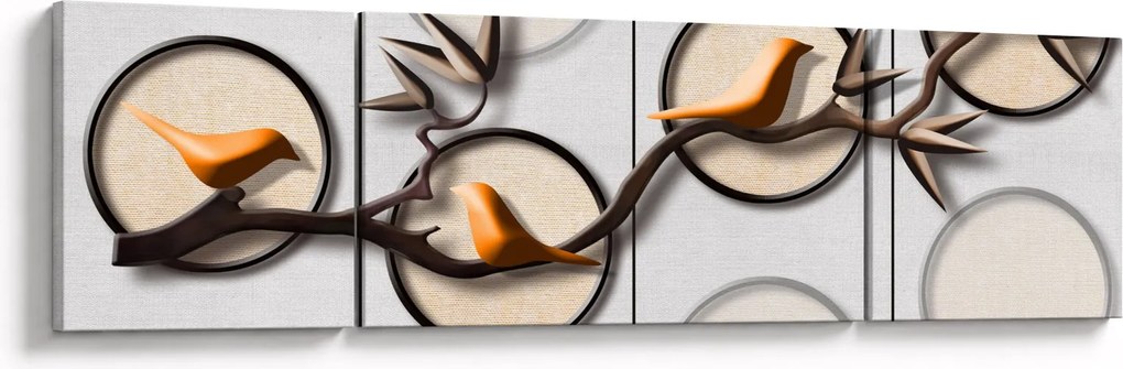 Malarstwo artystyczne - Ptaki na gałęzi (170x50 cm)